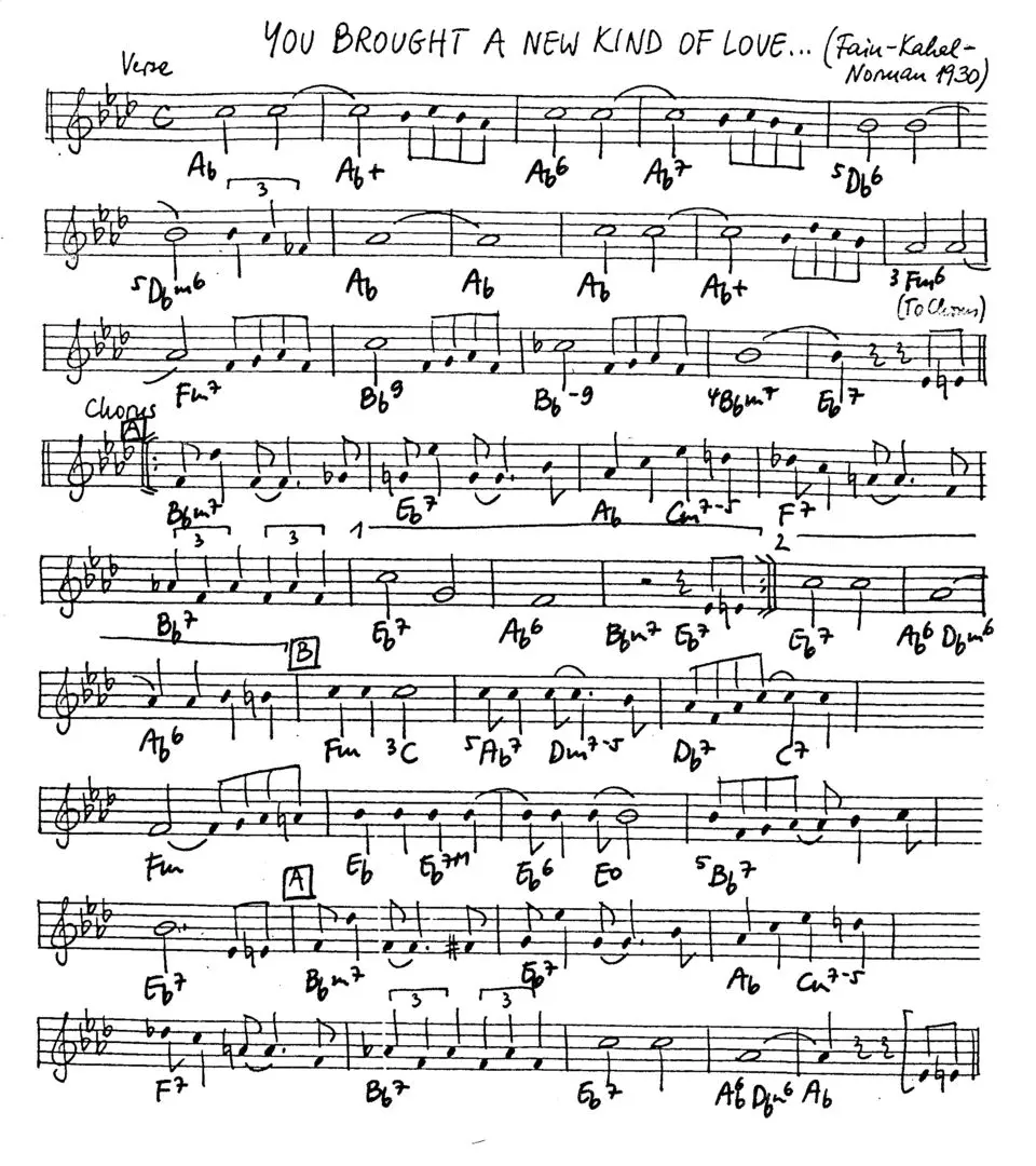 you brought a new kind of love free jazz leadsheet - Courtesy of the Jungle Jazz Band